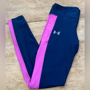 Under Armour Women’s M  Navy/Hot‎ Pink Heat Gear Mileage Compression Leggings
